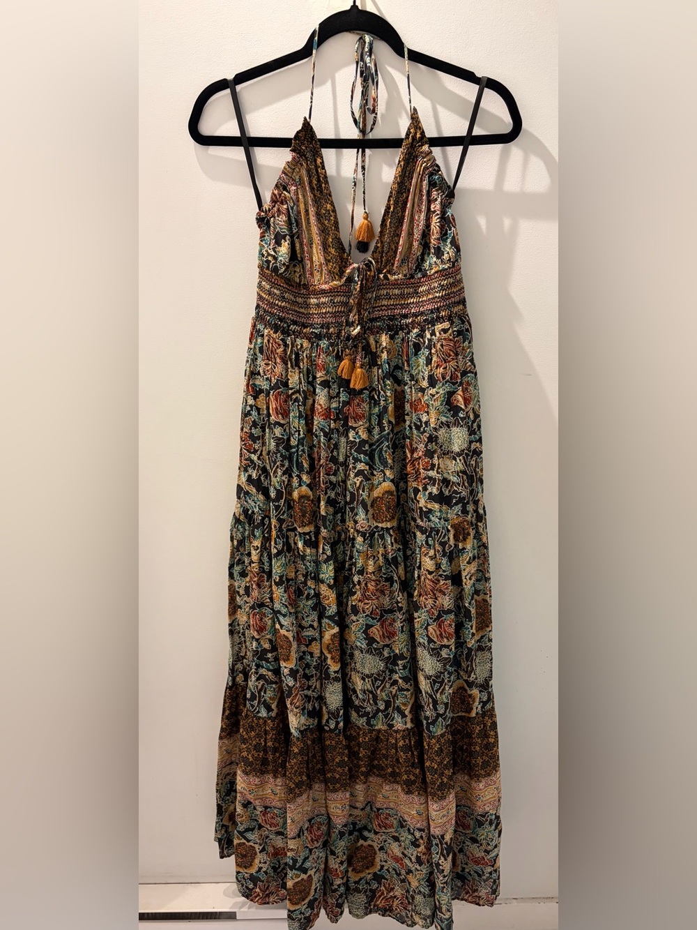 Free People Real Love Printed Halter Maxi Dress Cotton Dress Sz M - Picture 5 of 8